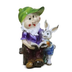 Садовая фигура "Гном с зайцем и книгой" 30х21х45см