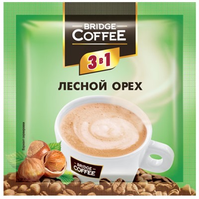 «Bridge Coffee», напиток кофейный 3 в 1 с ароматом лесного ореха, 20г