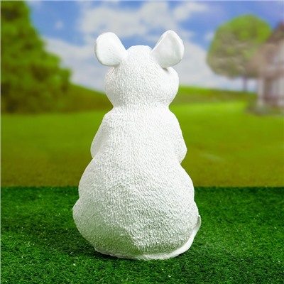 Садовая фигура "Мышь" белая, 28см