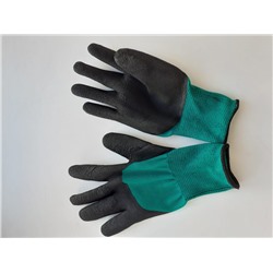 Перчатки Нейлоновые обливные Зеленые КРАТНО 12 пар, цена за 1 пару
