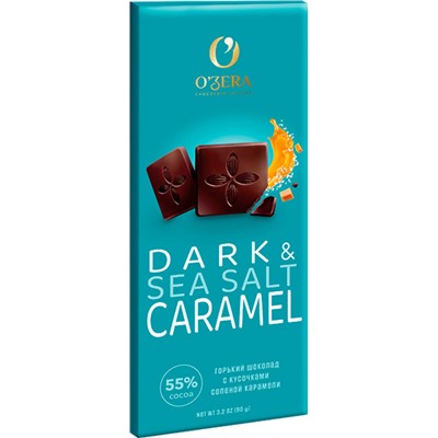 «O'Zera», горький шоколад Dark&Sea salt caramel, 90г