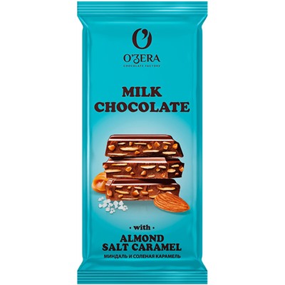 «O'Zera», шоколад Milk chocolate with Almonds salt caramel, 90г