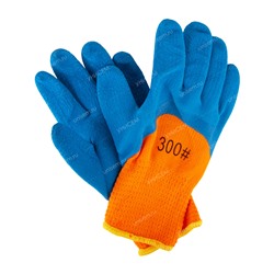 Перчатки Зимние оранжевые с синим обливом КРАТНО 10 цена за 1 пару