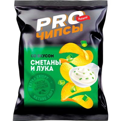 «PRO-Чипсы», чипсы со вкусом сметаны и лука, произведены из свежего картофеля, 60г