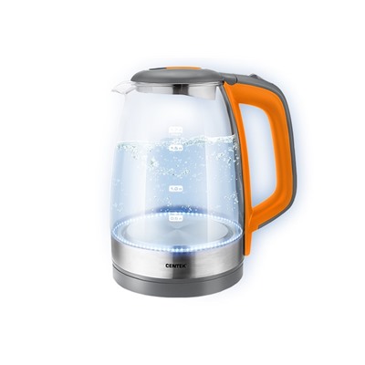 Чайник Centek Orange, стекло, 1.7л 2200Вт, LED-подсветка, мерная шкала, защита от вкл б/воды (CT-0065)