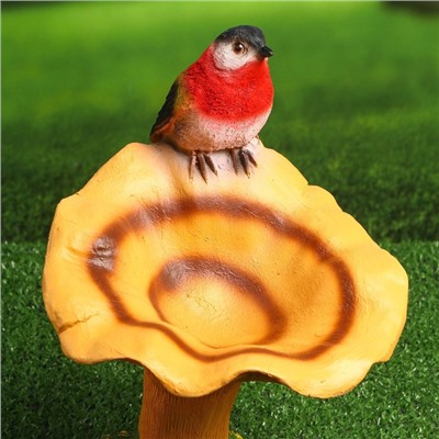 Садовая фигура "Гриб рыжик с птичкой" 20х22х32см