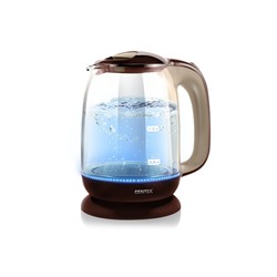 Чайник Centek Coffee <Vancouver> стекло, 1.8л, 2200Вт, внутренняя LED подсветка, кнопка (CT-0034 Coffee)