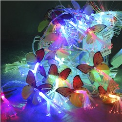 Гирлянда LED (18л) оптоволокно Бабочки цветн.лампочка