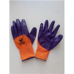 Перчатки Нейлоновые полный облив фиолетовые КРАТНО 12 пар, цена за 1 пару