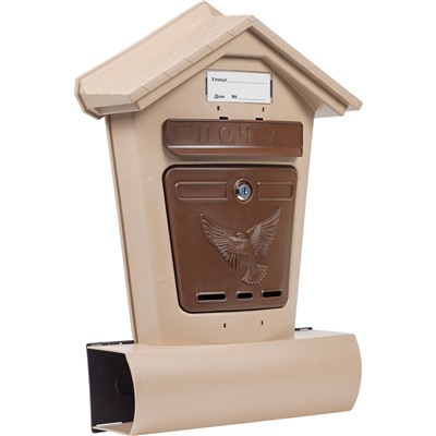 Ящик почтовый Элит бежевый с коричневым