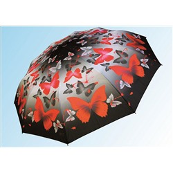 Зонт 053 красные бабочки на сером