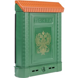 Ящик почтовый Премиум c пл. защелкой и накладкой (зеленый c орлом)