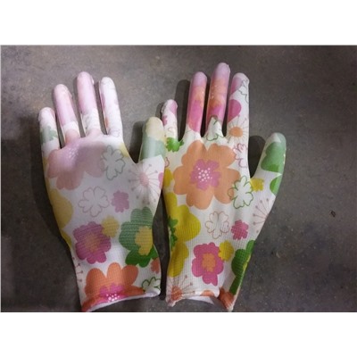 Перчатки Нейлоновые обливные Садовые цветок с рисунком КРАТНО 12 пар, цена за 1 пару