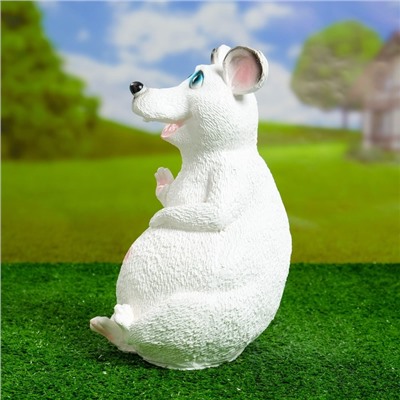 Садовая фигура "Мышь" белая, 28см