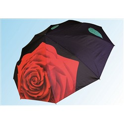Зонт 002 красная роза на черном
