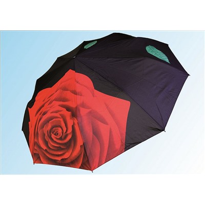 Зонт 002 красная роза на черном