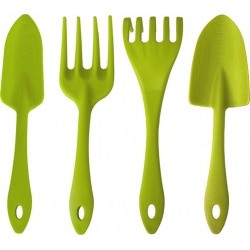 Набор садовых инструментов (лопатка, совок, грабельки, вилка) салатовый