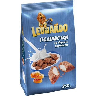 «Leonardo», готовый завтрак «Подушечки со вкусом карамели», 250г