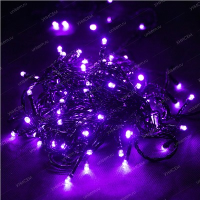 Гирлянда мини LH1 (100л) LED Фиолетовый, черный провод 9м