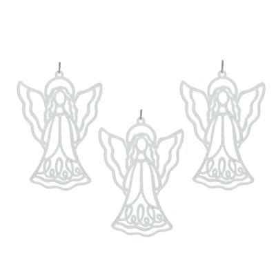 Набор декоративных украшений Ангелочки 3шт, 14x9,5см, пластик, глиттер