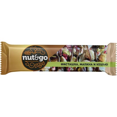 «Nut&Go», батончик «Фисташка, малина и кешью», 28г