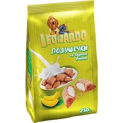 «Leonardo», готовый завтрак «Подушечки со вкусом банана», 250г