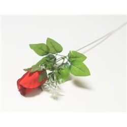 Ветка одиночная бутон розы бархатный (1010237) красный