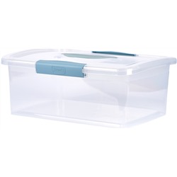 Ящик для хранения Laconic 9л с защелками и ручкой, небесный прозрачный