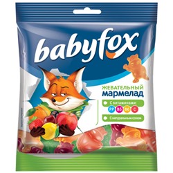 «BabyFox», мармелад жевательный с соком ягод и фруктов, 70г