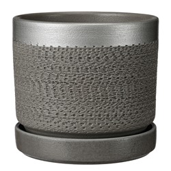 Горшок Цилиндр Брюссель 1,5л d15 серый серебро с поддоном