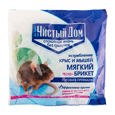 Тесто-брикет Чистый Дом от крыс (200 гр)  (03-054)