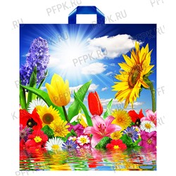 Пакет с петлевой ручк.Море цветов 38х42+3 (90мкм) ПВД цена за 1шт